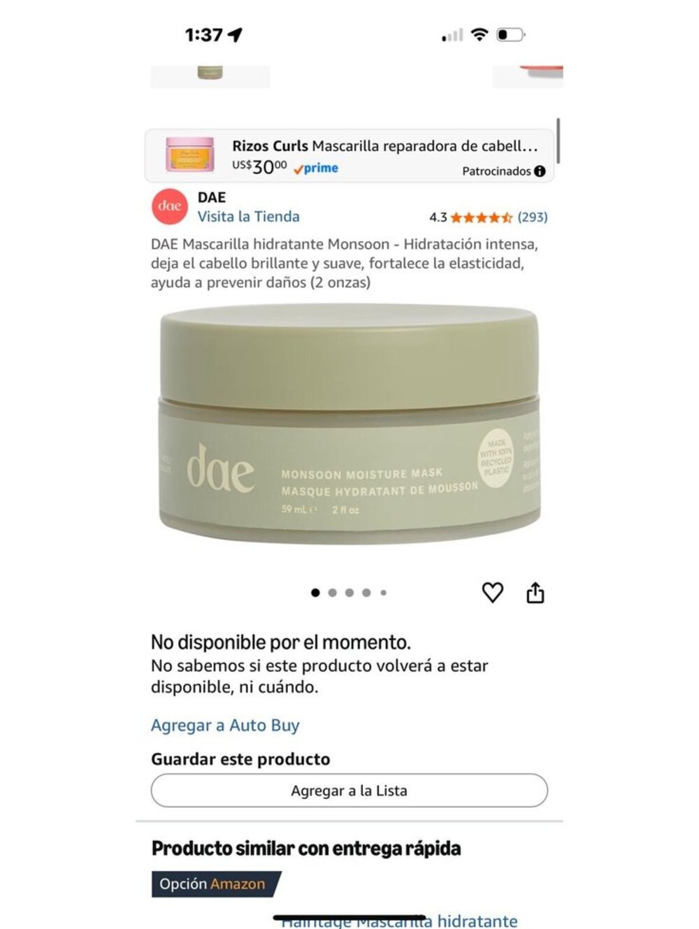 Dae intensive moisturizer mask